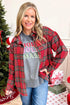 Pure Polyester Plaid Pattern Button Front Shacket