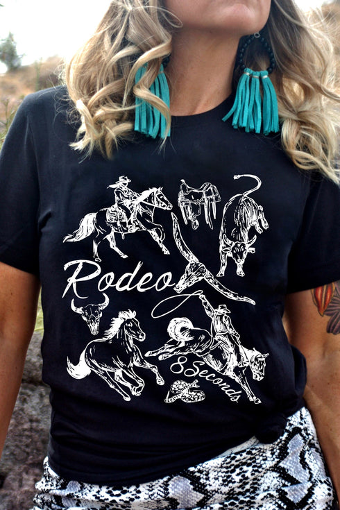 Polyester Rodeo 8 Seconds Western Graphic Tee