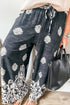 Geometric Paisley Print Bohemian Drawstring Wide Leg Pants
