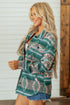 Geometric Print Button Front Long Sleeve Jacket