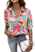 Abstract Geometric Print Relaxed Fit Button Up Shirt
