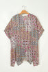 Bohemian Mixed Print Open Front Draped Kimono