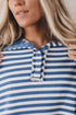 Striped Trim Raw Seam Split Hem Loose Pullover Sweatshirt