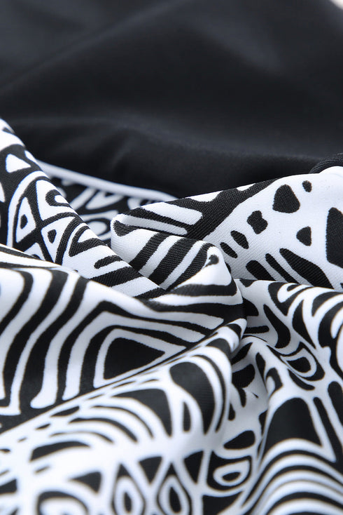 Sleeveless Geometric Print Zip Front Dress