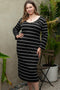 Striped Print Loose Fit Long Shift Dress