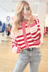 Striped V Neck Long Sleeve Regular Fit Cardigan