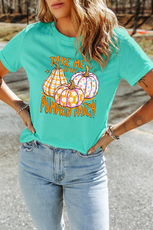 Polyester Cotton Blend Pumpkin Patch Graphic Tee