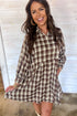 Plaid Long Sleeve Short Shift Mini Dress