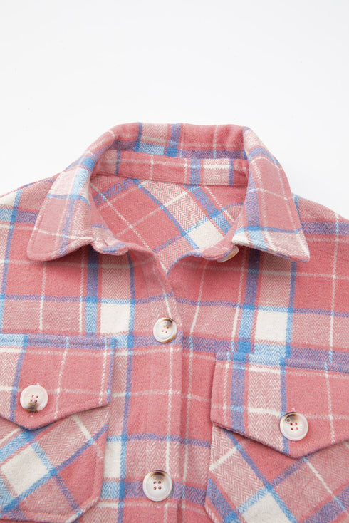 Western Plaid Flap Pocket Button Up Shacket