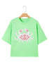 Crab Embroidered Patch Loose Fit Round Neck Tee