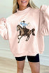 Cowboy Rodeo Print Western Mock Neck Sweatshirt