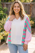 Striped V Neck Shift Long Sleeve Top