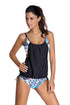 Adjustable Drawstring Blouson Hem Print Tankini Set
