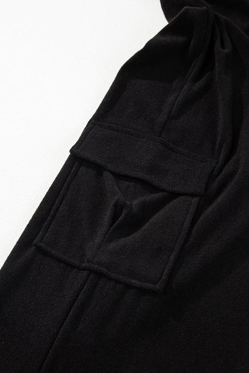 Elegant High Neck Sleeveless Vest Cargo Pants Two Piece Set