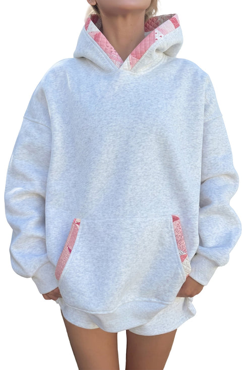Equal Polyester Cotton Blend Patchwork Oversized Hoodie