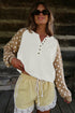 Polka Dot Button V Neck Long Sleeve Sweater