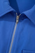Collared Tab Sleeve Zip Up Flap Detail Casual Jacket