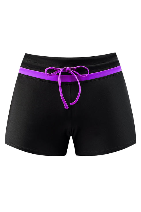 Contrast Waistband Tie Front Swim Shorts