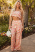 Bohemian Floral Print Bandeau Wide Leg Pant Set