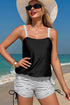 Blouson Square Neck Ruched Side Tie Tankini Set