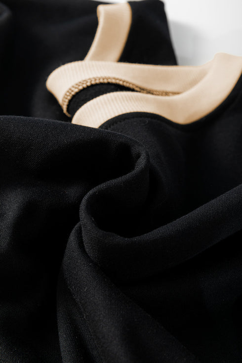 Paneled Loose Pullover And Lace Up Skort Two Piece Set