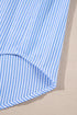 Pinstripe Long Sleeve Smocked Cuff Button Shirt Collar Blouse