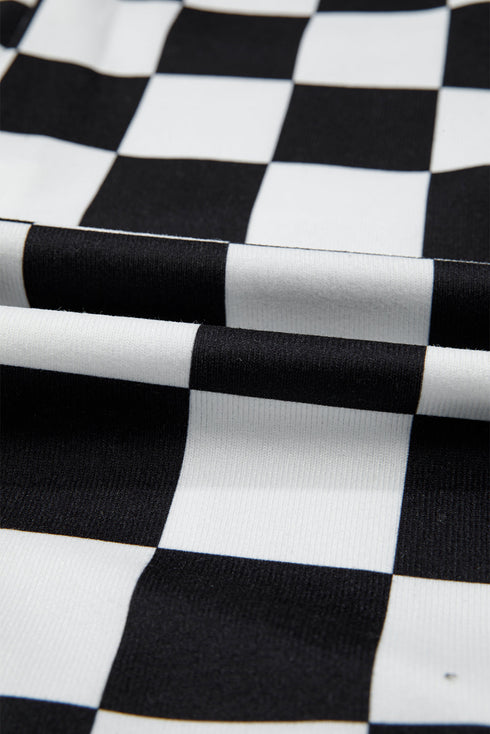 Checkered Print Flap Pocket Button Front Shacket