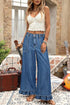 Elastic Waist Ruffled Wide Leg Denim Pants