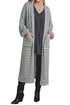 Striped Long Puff Sleeve Open Front Oversized Cardigan