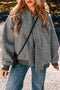 Fuzzy Fleece Zip Up Pocketed Casual Jacket