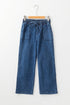 Drawstring Elastic Waist Loose Wide Leg Denim Jeans