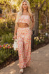 Bohemian Floral Print Bandeau Wide Leg Pant Set
