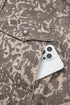 Abstract Print Long Sleeve Collar Raw Hem Denim Jacket