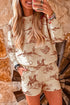 Western Print Loose Fit Long Sleeve Top Short Set