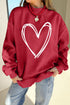 Sketch Heart Graphic Mock Neck Pullover Sweatshirt
