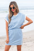 Textured Contrast Trim Crewneck Pocketed Two Piece Dress