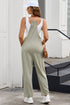 Solid Casual Adjustable Spaghetti Strap Straight Leg Jumpsuit
