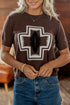 Polyester Western Print Short Sleeve Knit Sweater