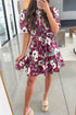 Puff Sleeve Belted A Line Mini Floral Dress