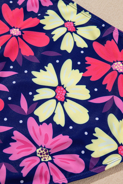 Empire Waist V Neck Flounce Hem Swim Tankini Top