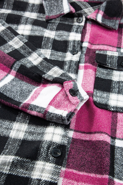 Paneled Checked Button Front Plaid Shacket