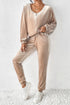 Plush Velvet Zipped Top And Jogger Pant Set