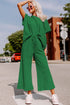 Textured Solid Loose Fit Wide Leg Pant Set