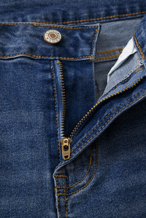 High Rise Straight Loose Raw Hem Cuffed Jeans