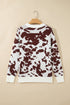 Cow Pattern Western Long Sleeve Round Neck Pullover Sweater