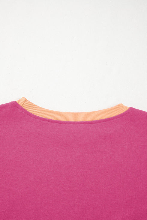 Paneled Loose Pullover And Lace Up Skort Two Piece Set