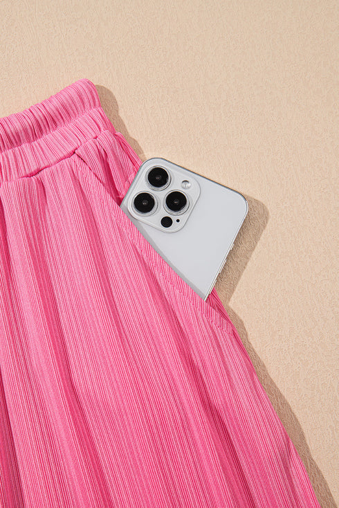 Textured Ruffle Trim Crop Vest Long Skirt Two Piece Dress