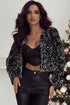 Elegant Solid Sequined Open Front Cropped Jacket