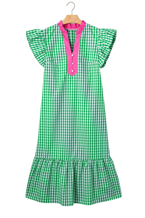 Classic Plaid Pattern A Line Midi Dress