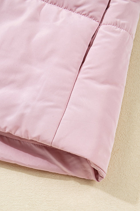 Stand Neck Flutter Sleeve Snap Button Puffer Vest